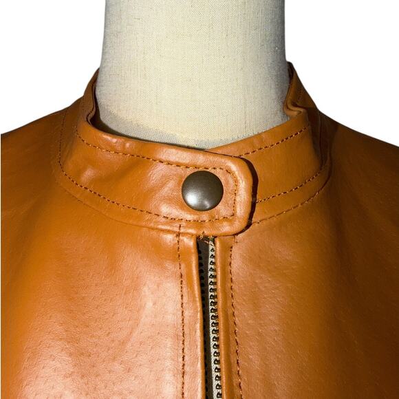 Vintage Chadwicks of Boston 90's Camel Brown 100% Leather Size 16 Bomber Jacket - Picture 7 of 11
